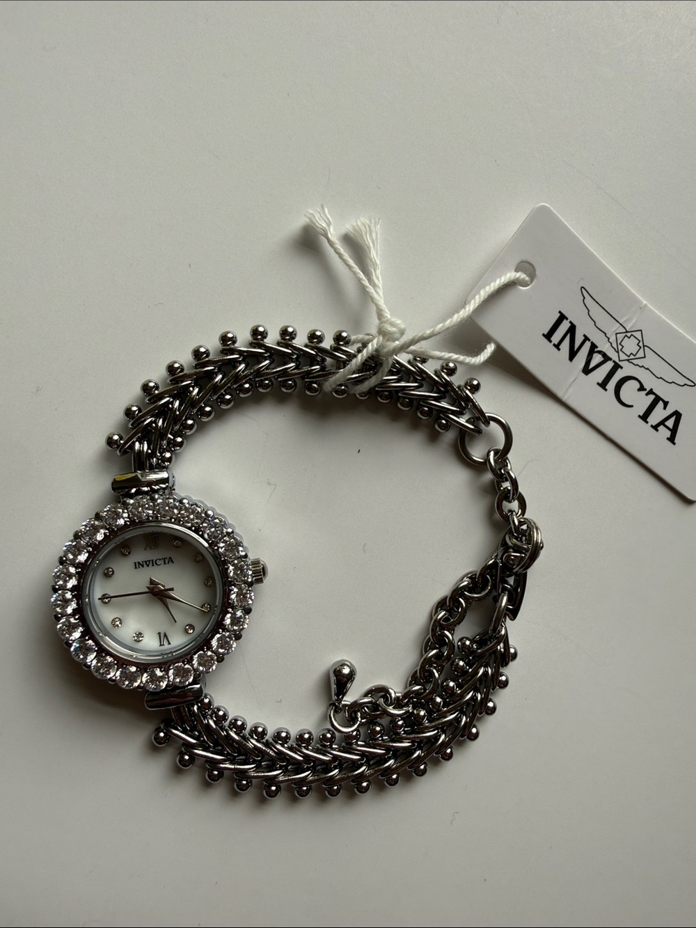 NEW Invicta Angel Lady Silver Tone Crystal Bezel 24.8mm Quartz Bracelet Watch - Picture 4 of 9